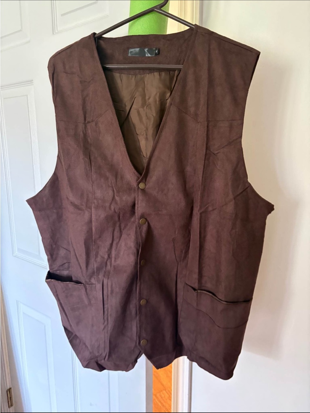 Men's Brown Suede Button-Front Vest